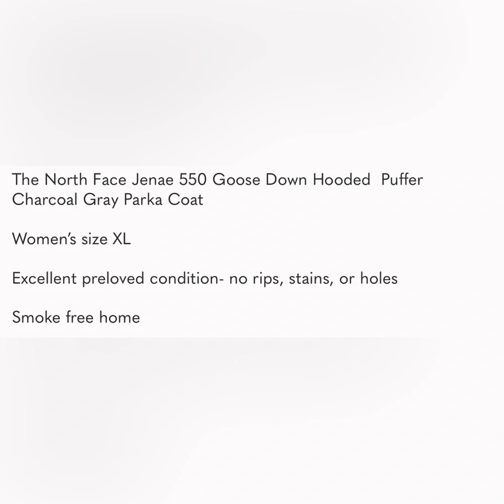 The North Face Jenae 550 Goose Down Hooded Puffer Charcoal Gray Parka Coat XL - Picture 6 of 6